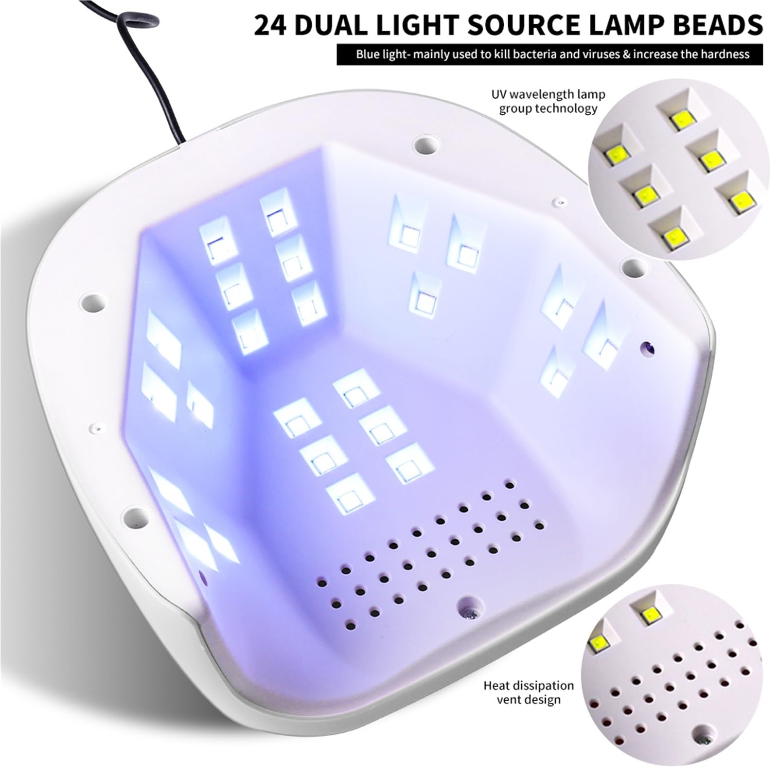 Lampa do paznokci, Zestaw 2 Lamp UV/LED Do Stylizacji Paznokci Z 24 Diodami LED, Szybkoschnąca Lampa 3 Trybami Timera, Wyświetlacz LCD, Narzędzia Żelowe,na podróż do domu(Pink)