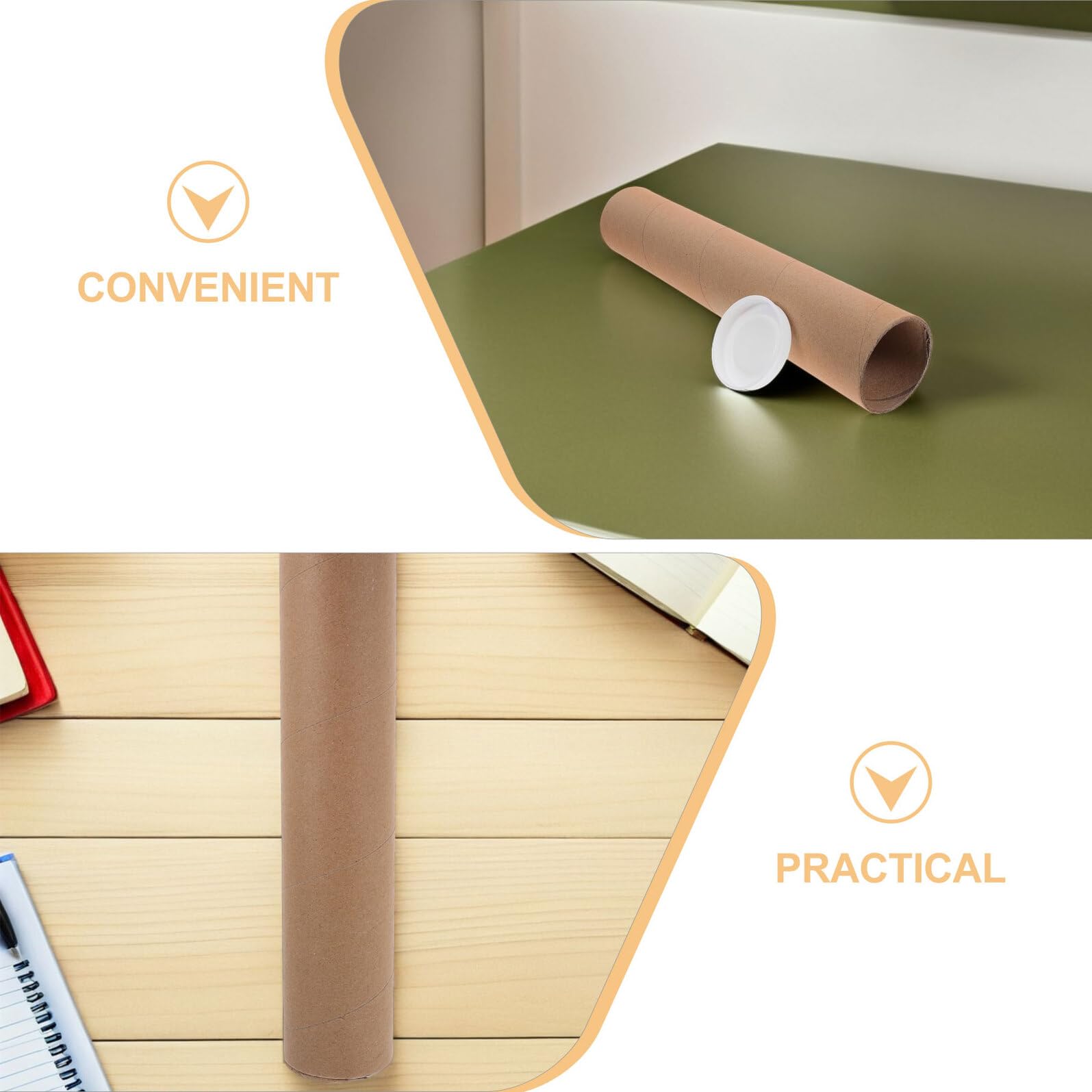 ifundom 4 Tubi Postali in Carta Kraft Tappi Plastica, Tubo Porta-poster Rotondo 33x6,5 Cm, Contenitore per Spedizione e Stoccaggio Documenti, Portaoggetti per Artigianato e Uso Ufficio