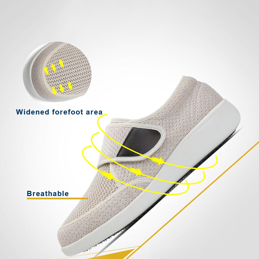 Zapatillas Ortopédicas para Diabéticos Fáciles De Poner Ajustables Y Extra Anchas Calzado Casual Transpirable para Caminar O Estar En Casa con Plantilla De Espuma Viscoelástica Y Suela