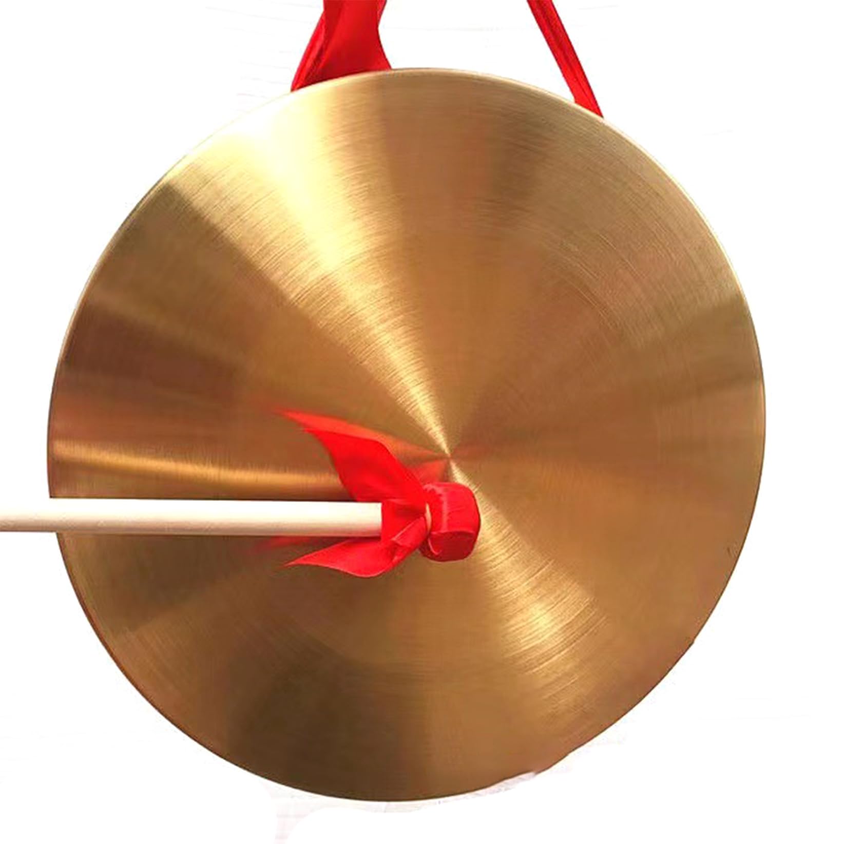 instrumento de percusión chino gong de bronce, Auténtico gong de viento chino, instrumento de percusión, gong de latón con madera(38cm)