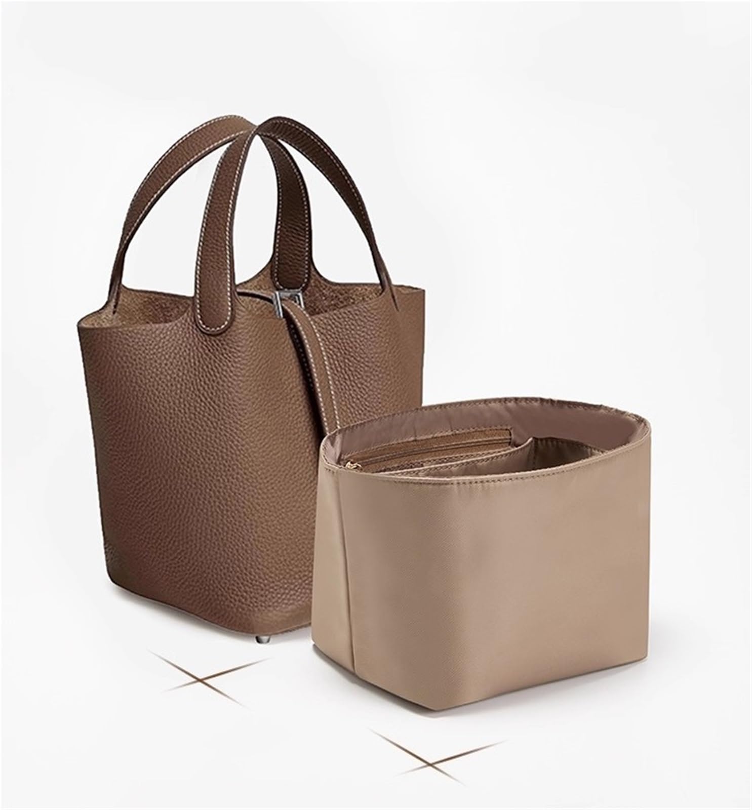 Organizer per borsa in nylon, inserto portaoggetti per borsa Hermes Picotin18/22(Brown,Picotin18)
