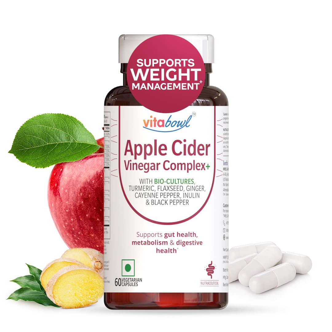 Vitabowl Apple Cider Vinegar Complex+ | with Pre & Probiotic | 110 Billion CFUs | Helps in Weight Management | Boosts Gut Health - 60 Veg Capsules-image-7