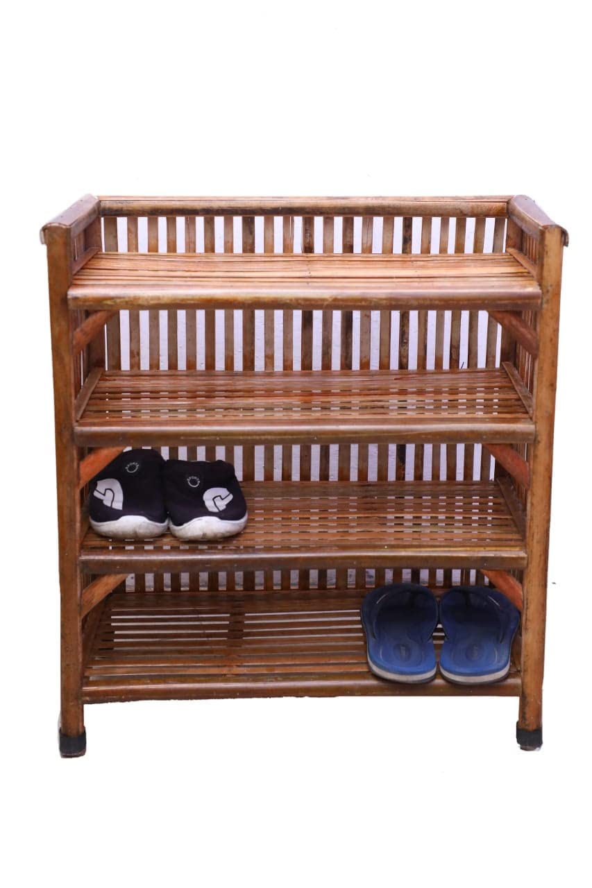 Avika Cane Bamboo Bait Shoe Rack Wooden Slipper Stand Utility Rack Planter Stand Bookshelf Space Saving Shelf for Home Kitchen-image-6