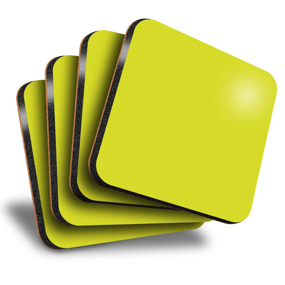 Destination Vinyl Ltd Great Coasters (Set of 4) Square - Lime Green Colour Block Drink Glossy Coasters/Tabletop Protection for Any Table Type #45566