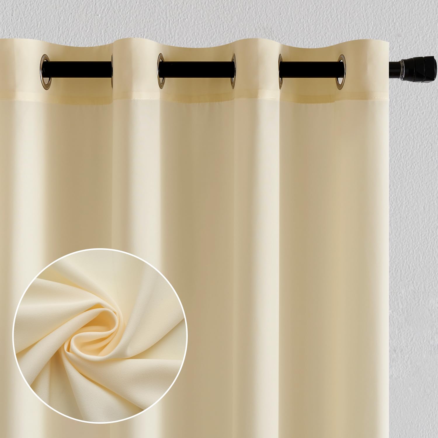 MIULEE Cortinas Dormitorio Salon Modernas Translucidas Cortina Cocina Ventana Habitacion 2 Piezas 140x145cm Beige