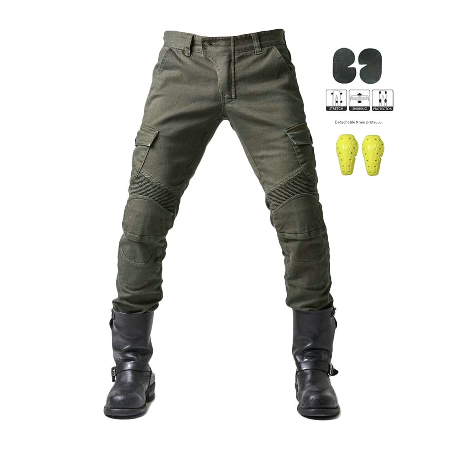 Męskie dżinsy motocyklowe, spodnie do jazdy na motocyklu, wzmocnione spodnie dżinsowe z podszewką, ochronne, zdejmowane opancerzone denim, spodnie rowerowe na każdą pogodę