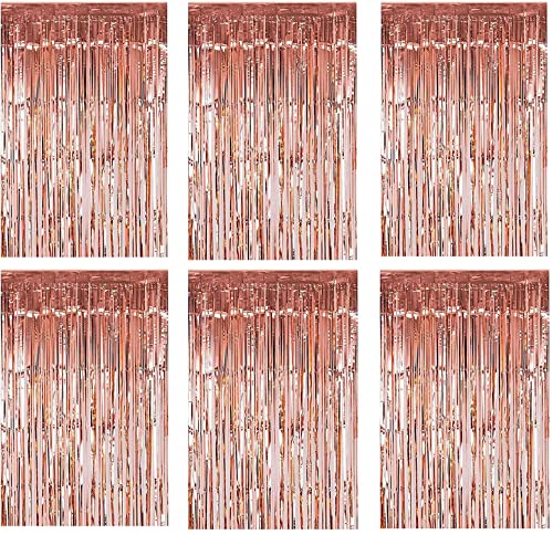 6 Piezas Cortina de Oropel Metálica, Metálica Foil Fringe Cortinas Flecos Aluminio Lamina Cortinas Serpentinas, Flecos Cortinas para Fiesta Cumpleaños Boda Puerta Ventanas Decoración, 1 x 2M Cover