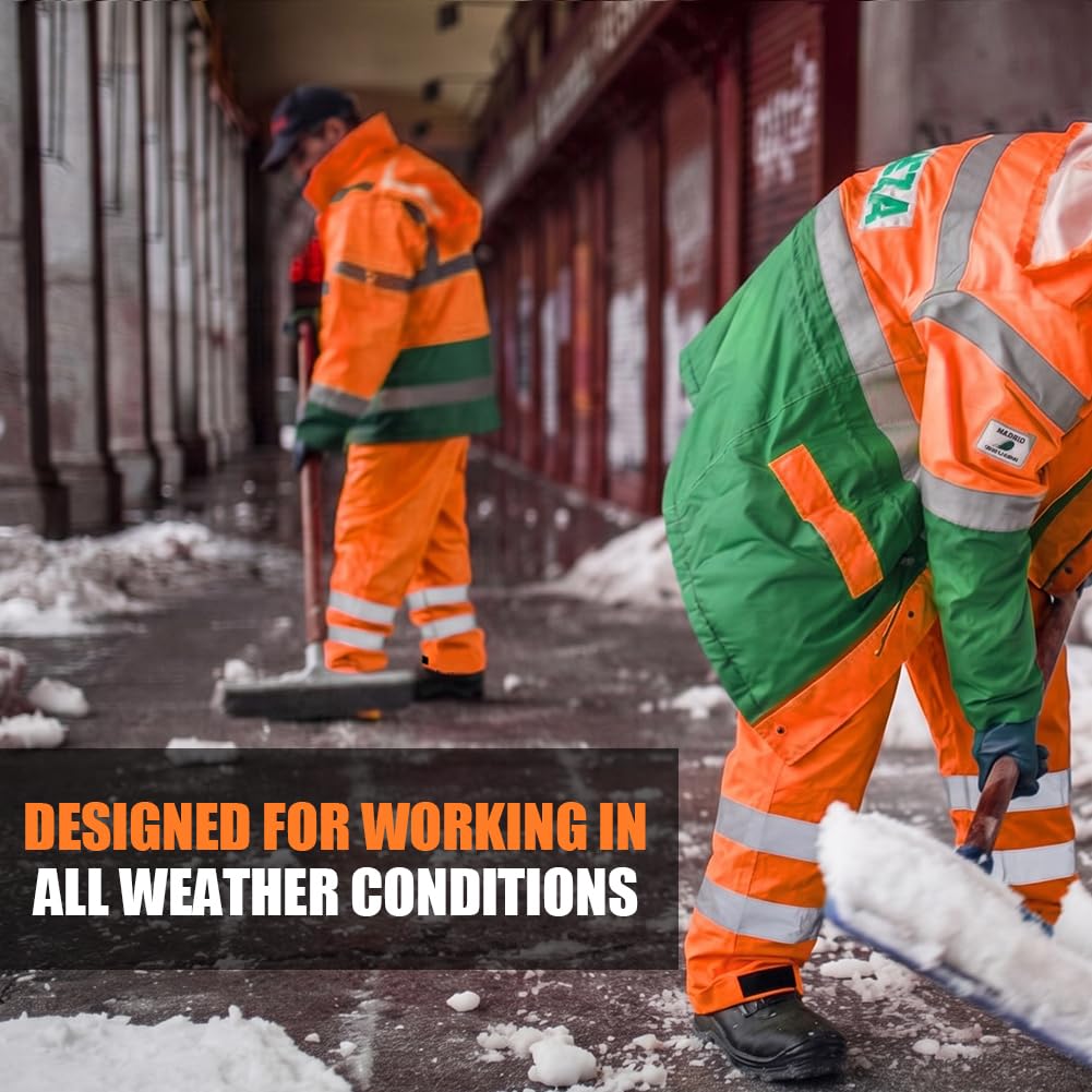 AUYAO Pantalón de Alta Visibilidad, Pantalón de Lluvia Hi-Vis de Doble Capa, Pantalones de Lluvia Reflectantes e Impermeables, Pantalones de Trabajo Hombre y Mujer para Exterior