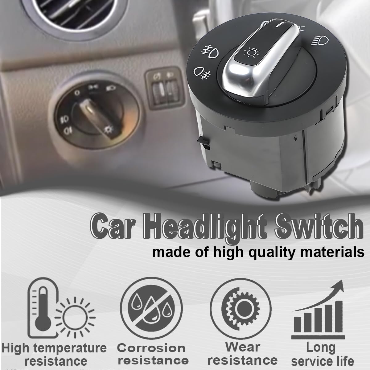ZAMDOE 5ND941431A Interruptor de Faros para VW EOS 5 Plus 6 3 4 Passat B6 CC Variant Jetta Beetle Scirocco Transporter Sharan 3 para Seat Alhambra Estate Interruptor de Control de Faros antiniebla