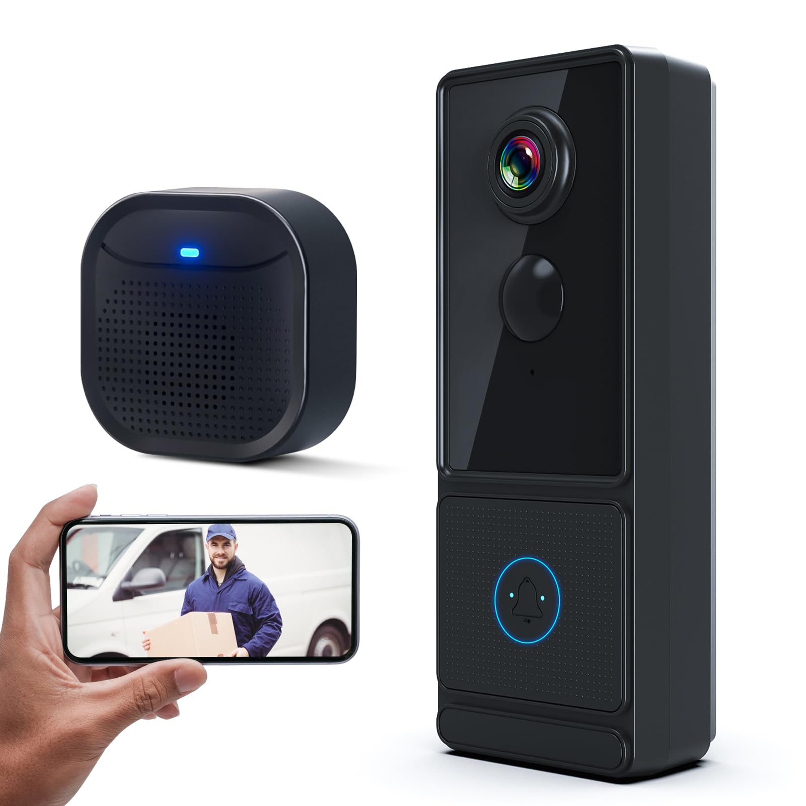 Dzwonek do drzwi kamera bezprzewodowa 2,4 G WiFi 2K 3MP HD noktowizor wideo dzwonek do drzwi z dzwonkiem PIR wykrywanie człowieka 2-drożny dźwięk przechowywanie w chmurze sterowanie aplikacją