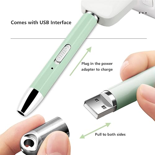 Miniatura 2 de Hztyyier Bolígrafo de pintura con luz, bolígrafo de pintura recargable por USB con 6 cabezales de repuesto para arte de uñas, pintura y manualidades
