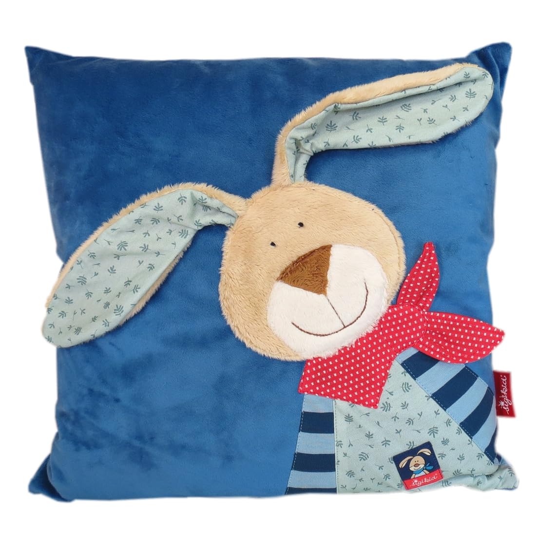 Sigikid Kinder-Kissen Wombel Bombel Hase blau 40 cm x 40 cm inklusive Füllung Plüschkissen in samtiger Optik