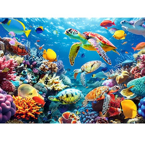 500 Piece Puzzle for Adults, Turtle Jigsaw Puzzles, Sea Animals Puzzles 500 Pieces, Birthday and Barious Holiday Party for Family Adult, Funny Puzzle...