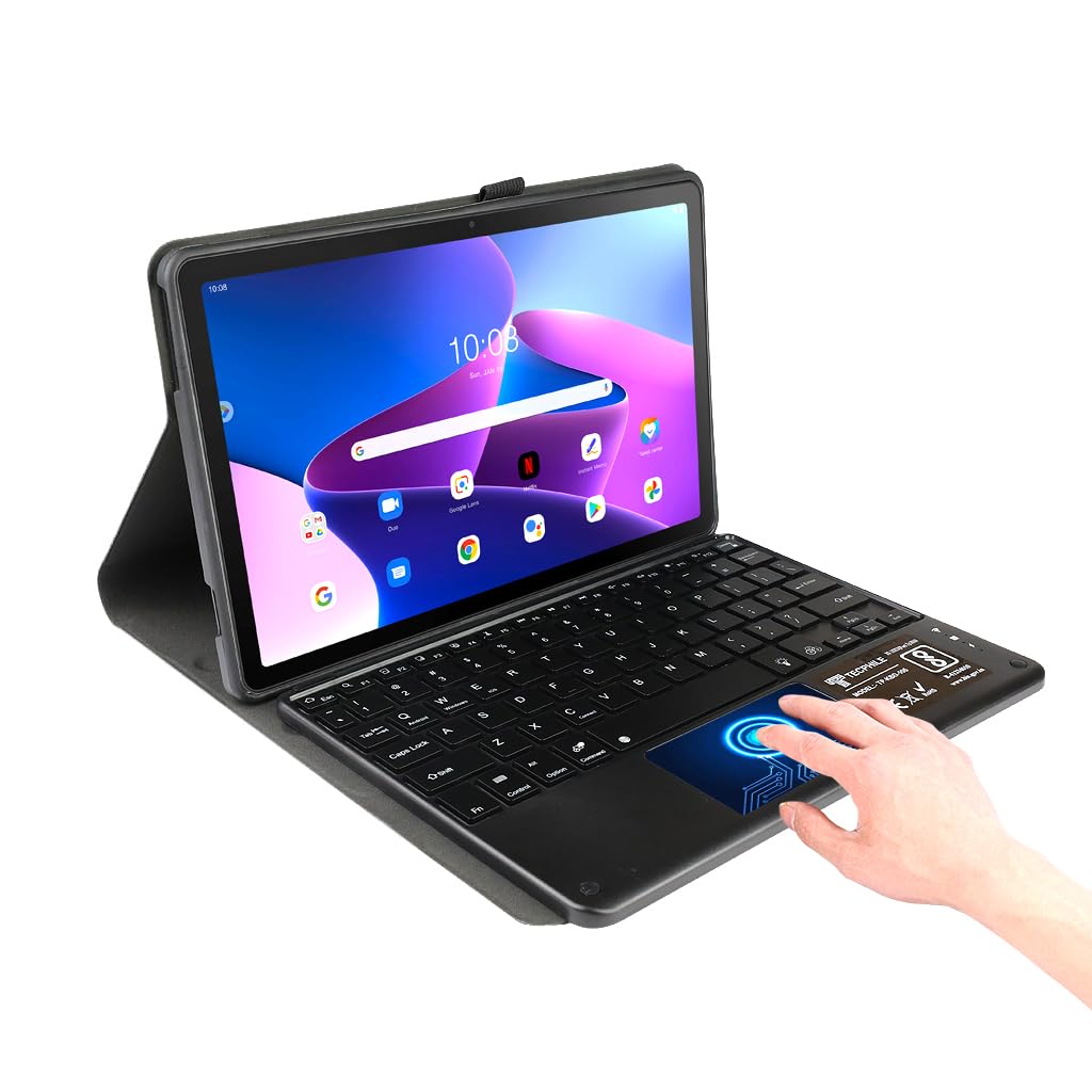 LX106T Smart Keyboard Case Cover for Lenovo M10 FHD Plus (3rd Gen) 10.6 inch Tablet Flip Folio Case with Multi Gestures Touchpad, 7 Color Backlit, Pen Holder, Auto Sleep Mode Tablet Case (B0CLZX1R3M) Amazon Price History, Amazon Price Tracker