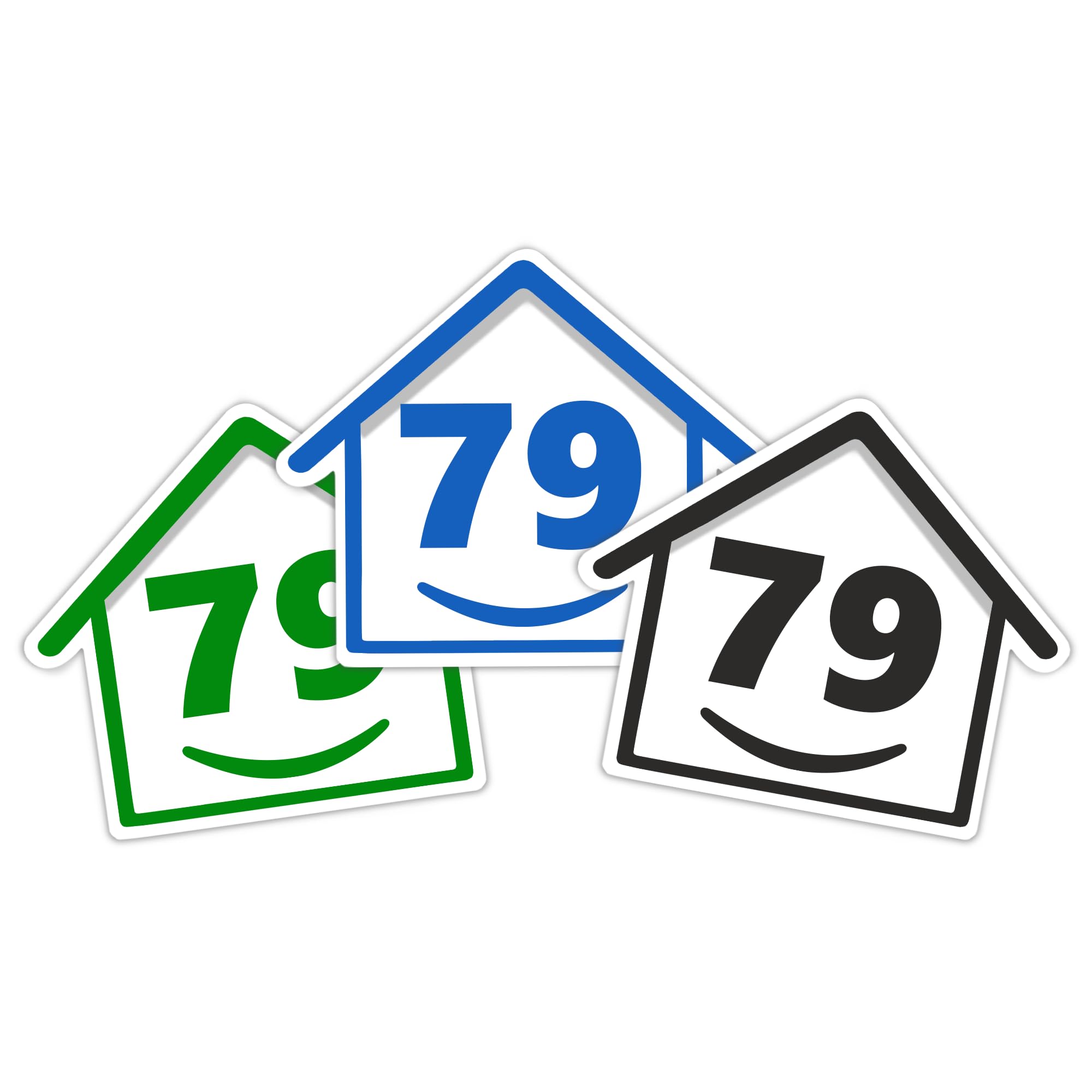 3 x Bin Numbers for Wheelie Bins, 1-99, 15cm ‘Happy House’ Colour Design Dustbin Stickers, Easy Application Stick On Number Stickers - Weatherproof Self Adhesive Vinyl – Blue, Black and Green (14) — view 86