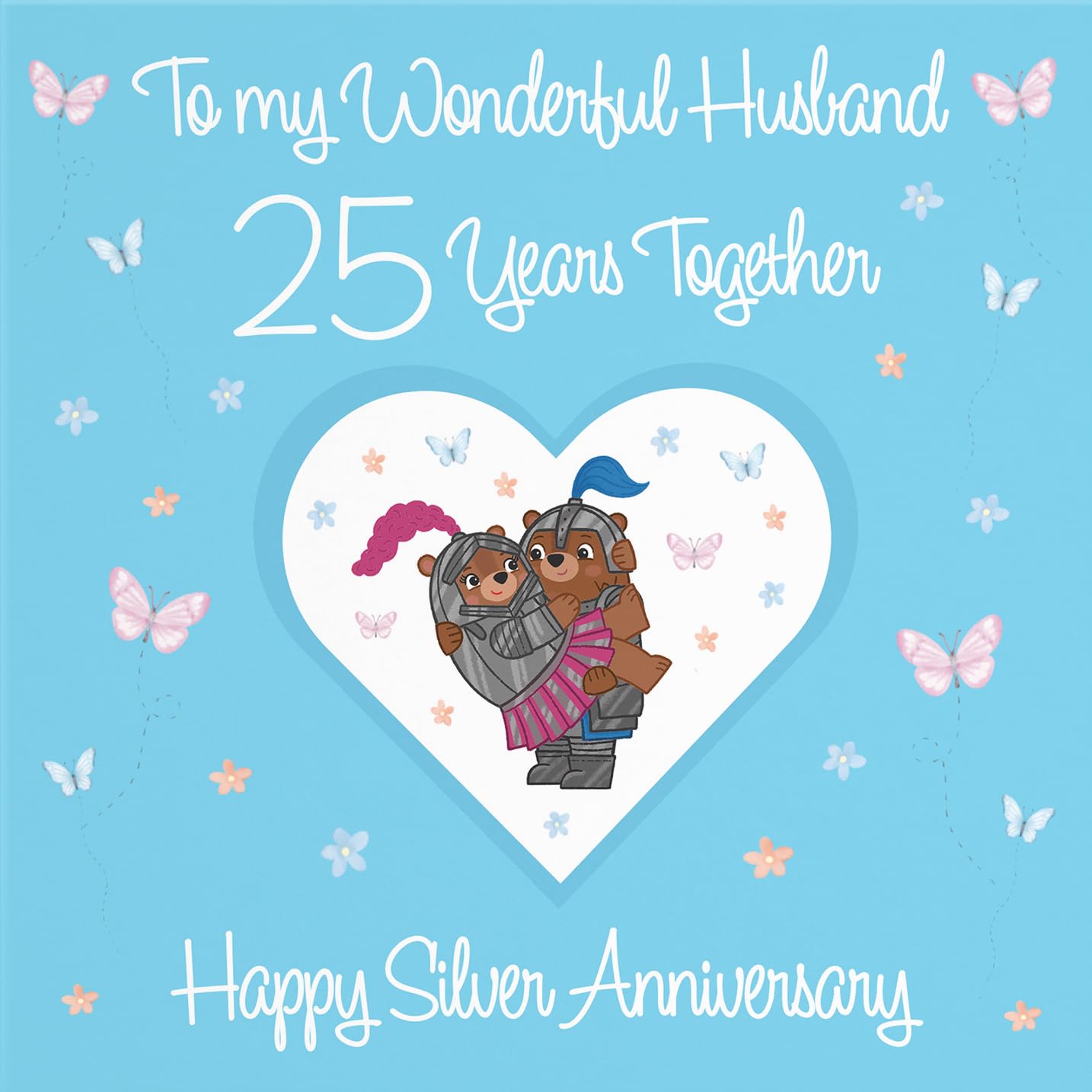 Hunts England, Husband 25th Anniversary Card, 25 Years, Silver Anniversary, Romantic Meadows, Fun Card - Image 2