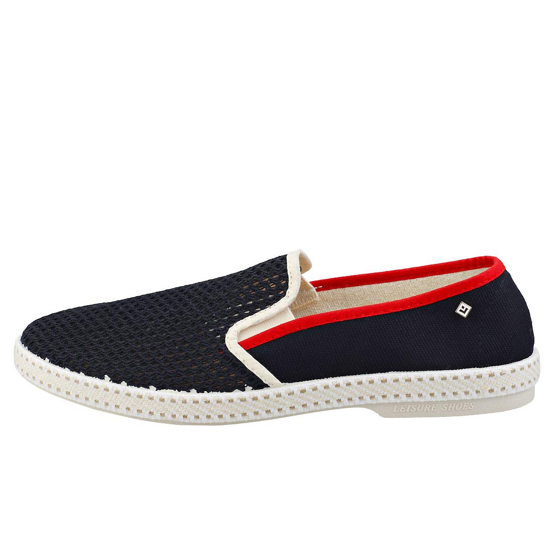 Rivieras Classic Match Mens Espadrillas Scarpe in Navy Rosso Bianco