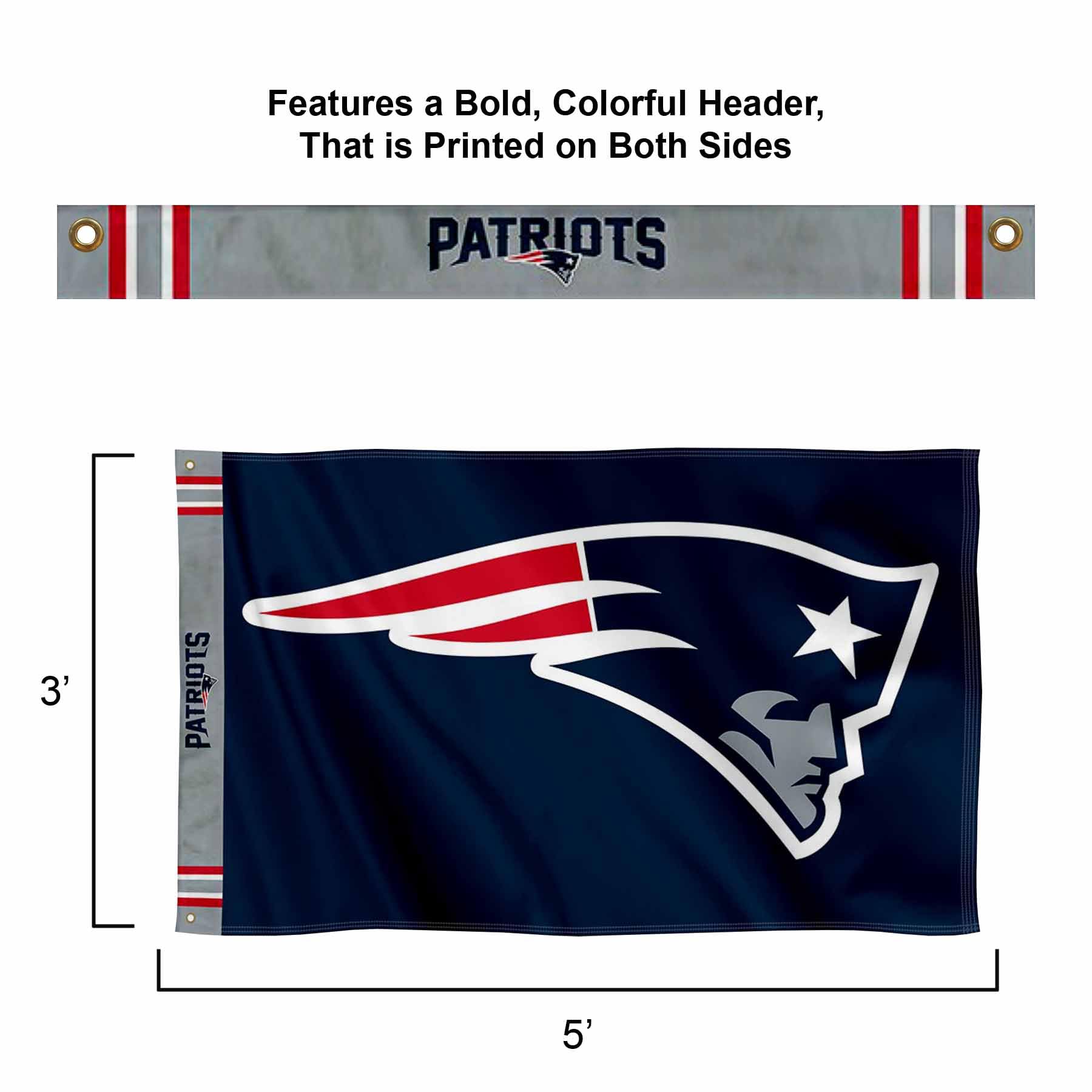 New England Patriots 3x5 Foot Banner Flag - NFL Team Decor