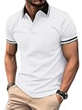 Mens Polo Shirts Casual Short Sleeve Athletic T-Shirts Classic Contrast Collar Shirt with Pocket