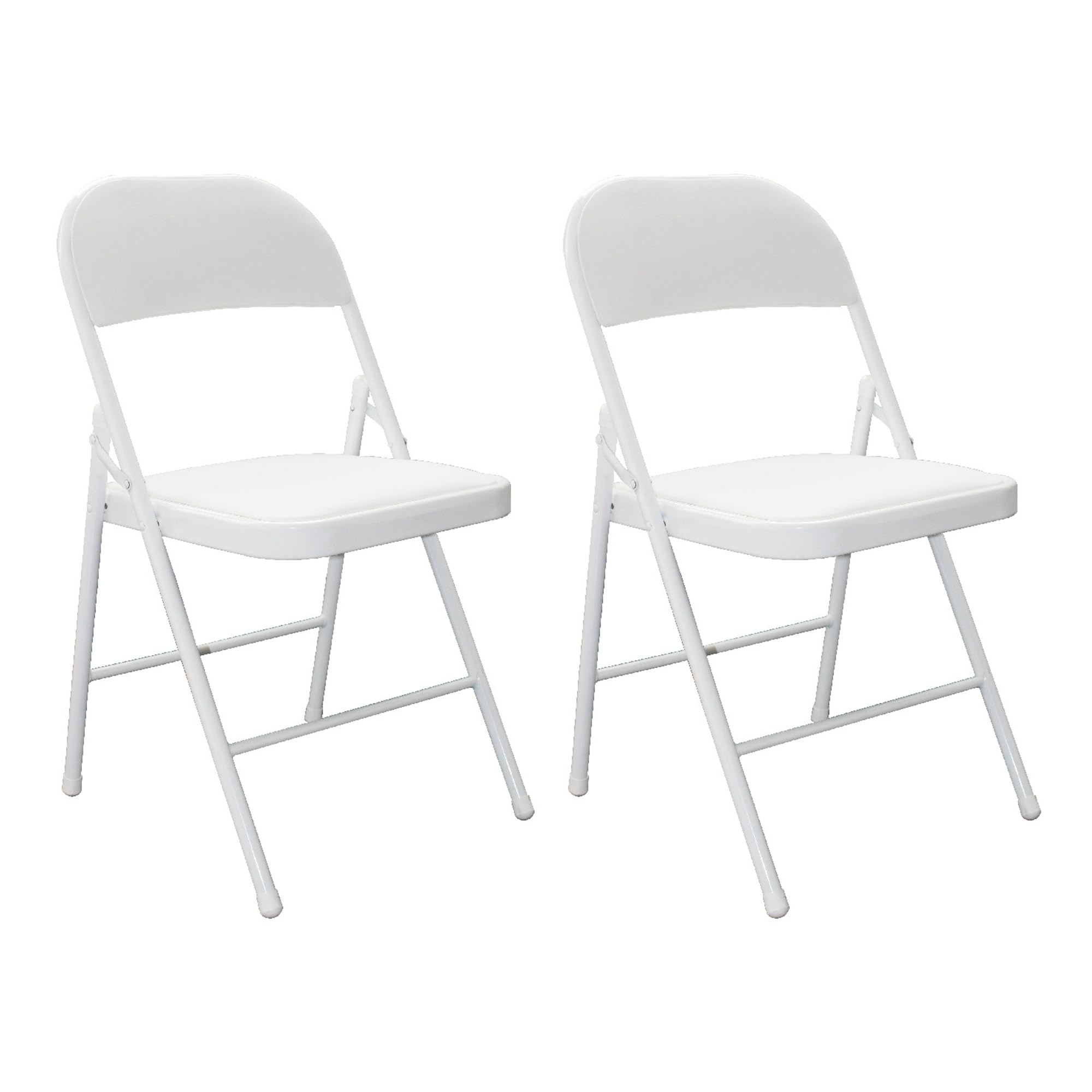 Pack 2 Sillas Blancas Plegables Premium con Asiento y Respaldo Acolchado en Polipiel PU - Estructura Metálica Reforzada para Eventos, Oficina y Hogar - Diseño Ergonómico y Cómodo (78x45x45 cm)