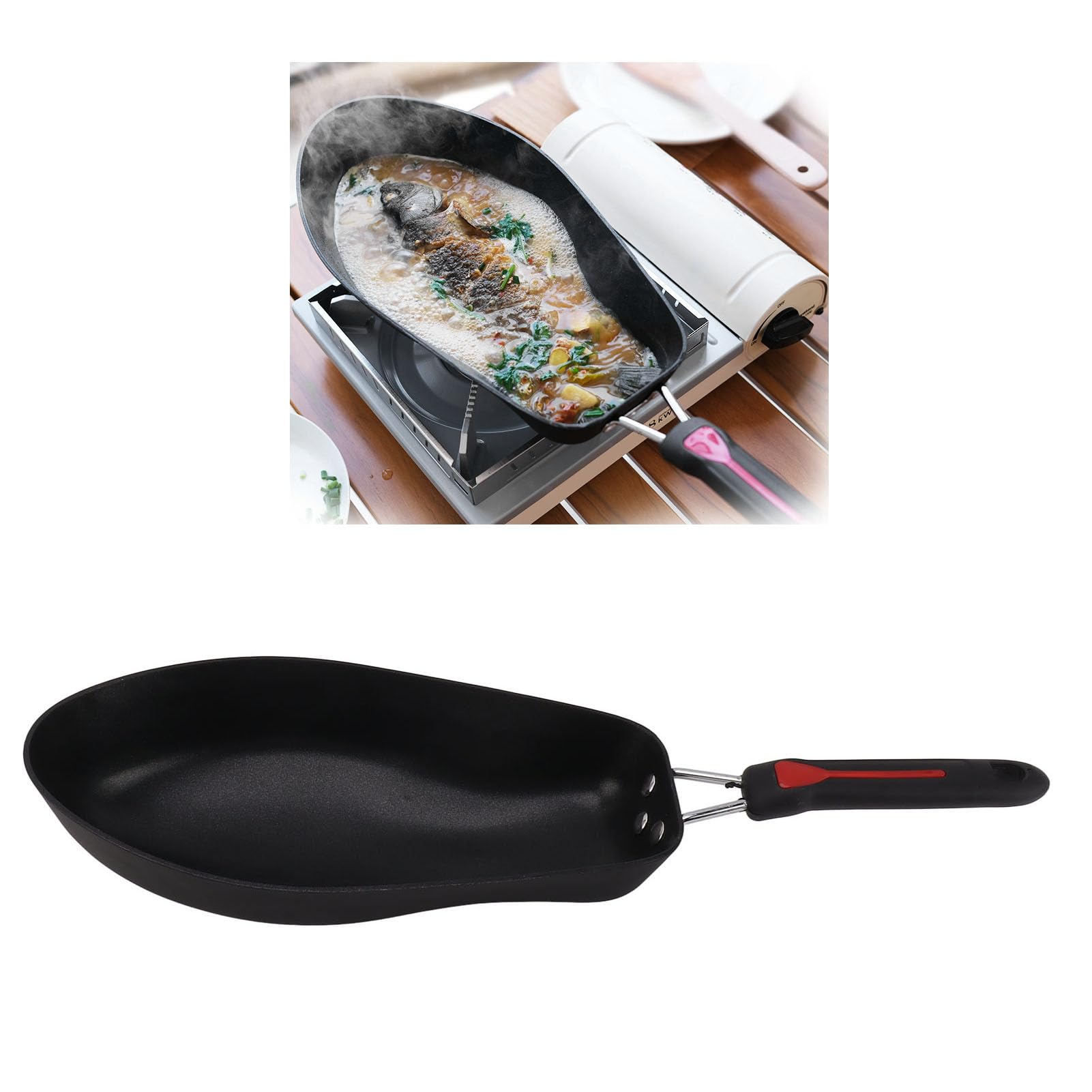 Gegrillte Fischpfanne Leicht zu Reinigen, Effizienten Thermischen Zum Kochenden Fisch- 3d Fischform Ovaler Stickfischfischpfanne [Öleinsparung] [ausgezeichnetes Material] Material