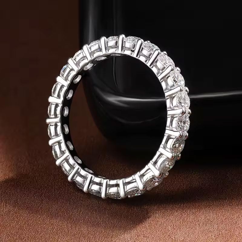 Moissanite Eternity Ring, 2.2ct D Color VVS1 Clarity Round Cut Moiaanite Ring, 925 Sterling Silver Wedding Band Rings for Women