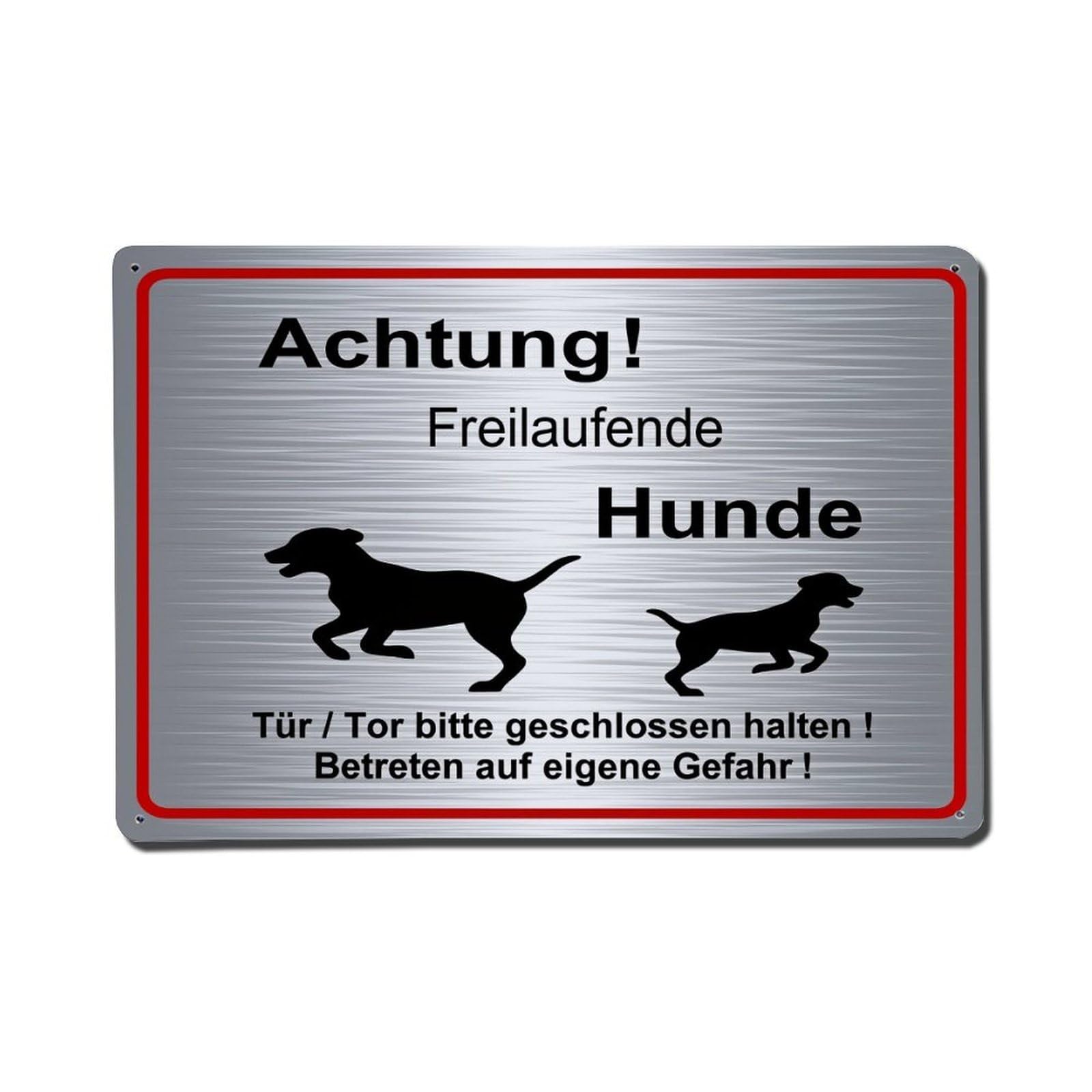 Enderetf Vintage Caution Free Roaming Dogs Warning Sign Metal Look Tin Sign Metal Poster, Home Bar Garage Man Cave Cafe Indoor & Outdoor Wall Decoration 8X12inches