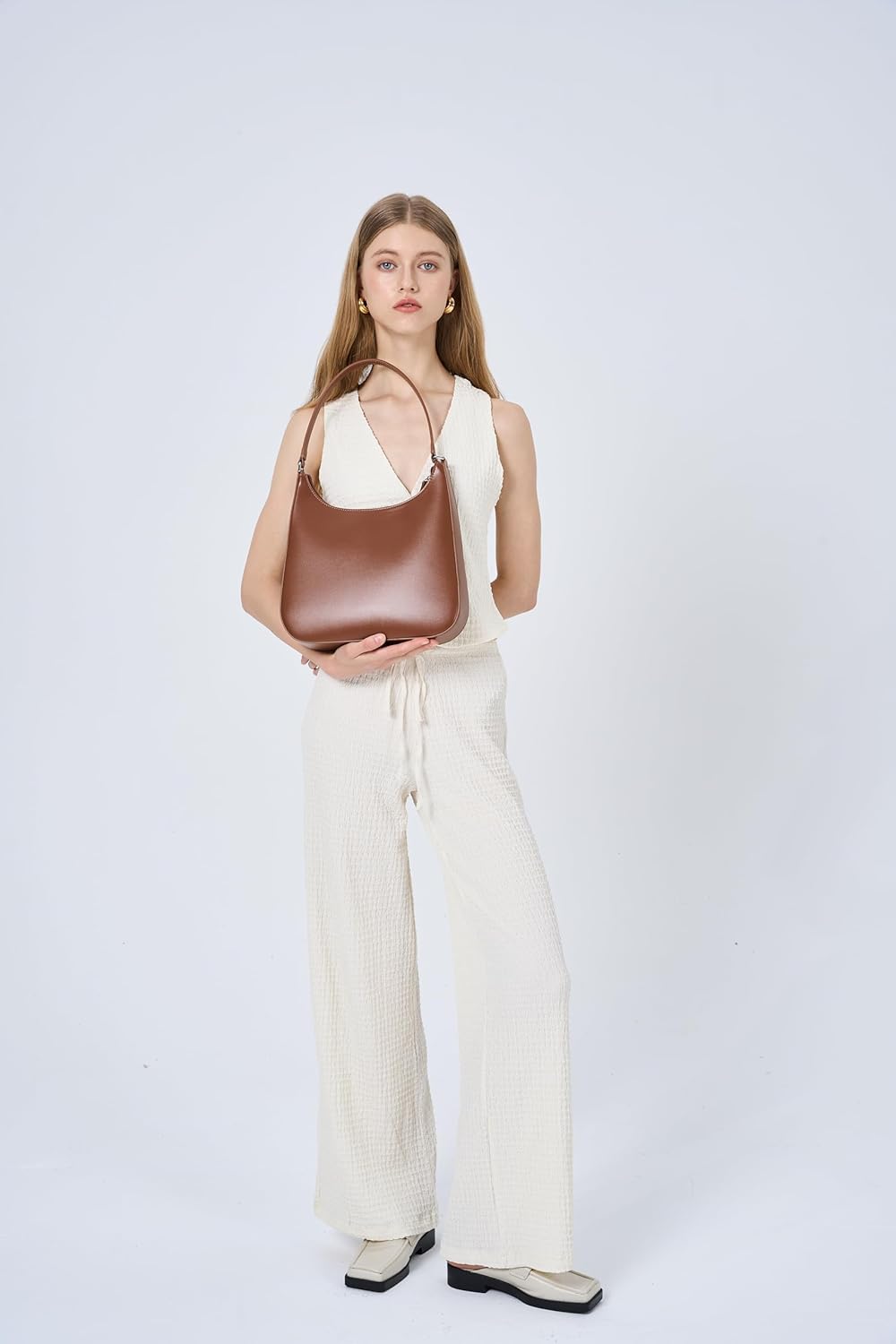 Trendy Purses for Women 2025 Designer Shoulder Bag Medium Crescent Bag Faux Leather Shoulder Purse - Image 8