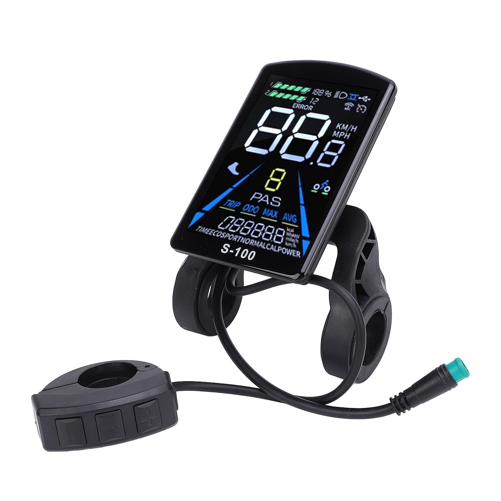Asixxsix Display LCD per bicicletta elettrica, realizzato in ABS 24V 36V 48V 60V Display LCD impermeabile, per manubrio da 22,2 mm Accessorio per bicicletta