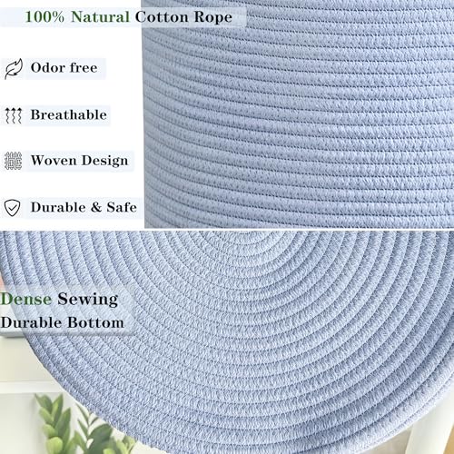 Image of 80L Large Blue Hamper Tall Woven Laundry Basket