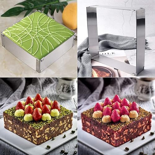 Stainless Steel Square Mousse Ring Mold,Retractable Biscuits Cake Mold For Kitchen Diy Baking Tools(Large) #TOP1