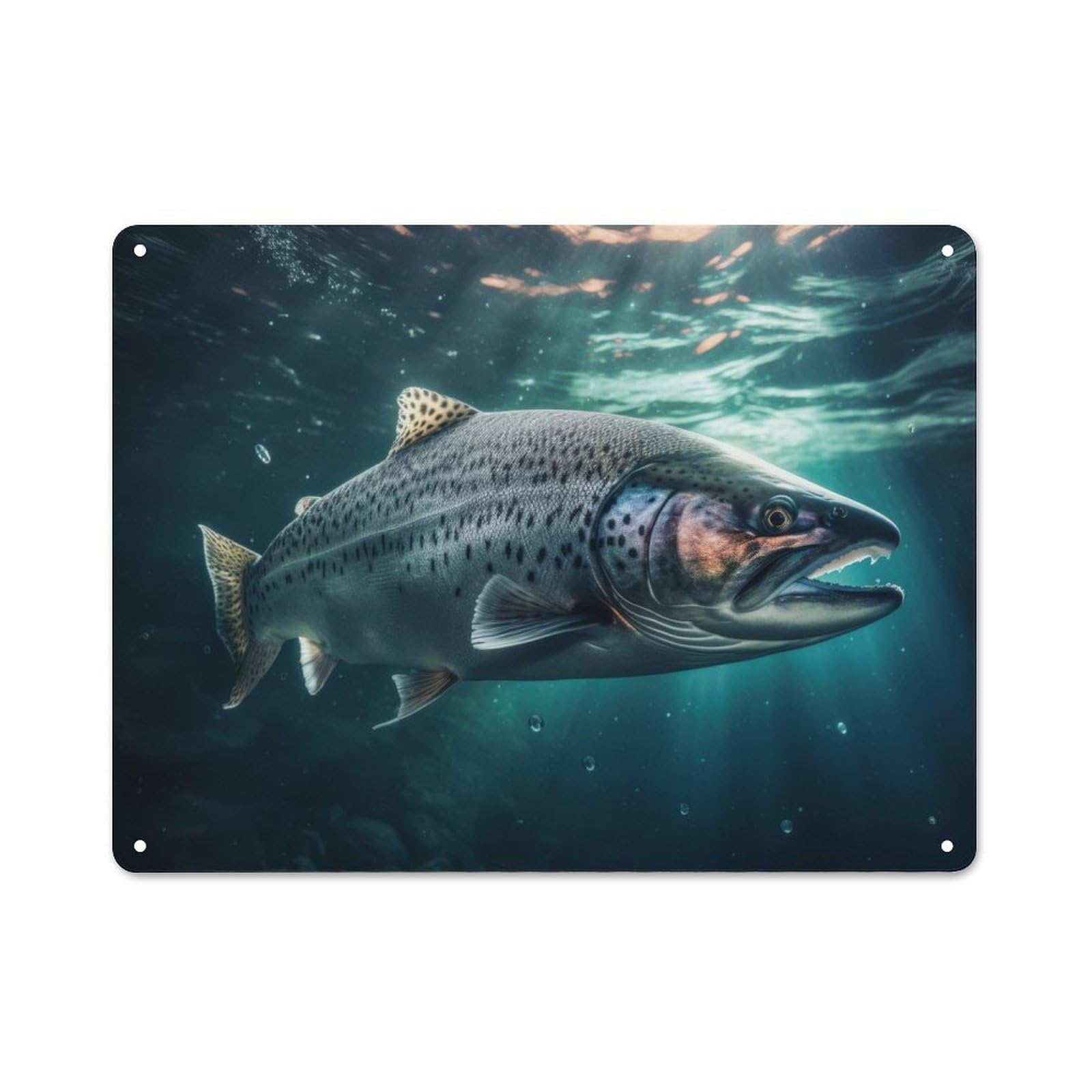 Junmoney Style-6 Salmon Underwater Urban Metal Wall Decor 30X40cm, Industrial Metal Sign For Flat, Bar, Studio Or Gallery Wall
