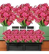 AmyHomie 20 Bundles Artificial Flowers Outdoor UV Resistant Faux Flowers No Fade Fake Plastic Pla...