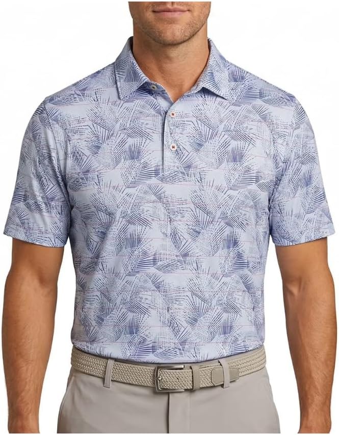 Greg Norman Men's Performance Golf Polo Shirt, Moisture Wicking PlayDry, Lightweight Breathable Short Sleeve