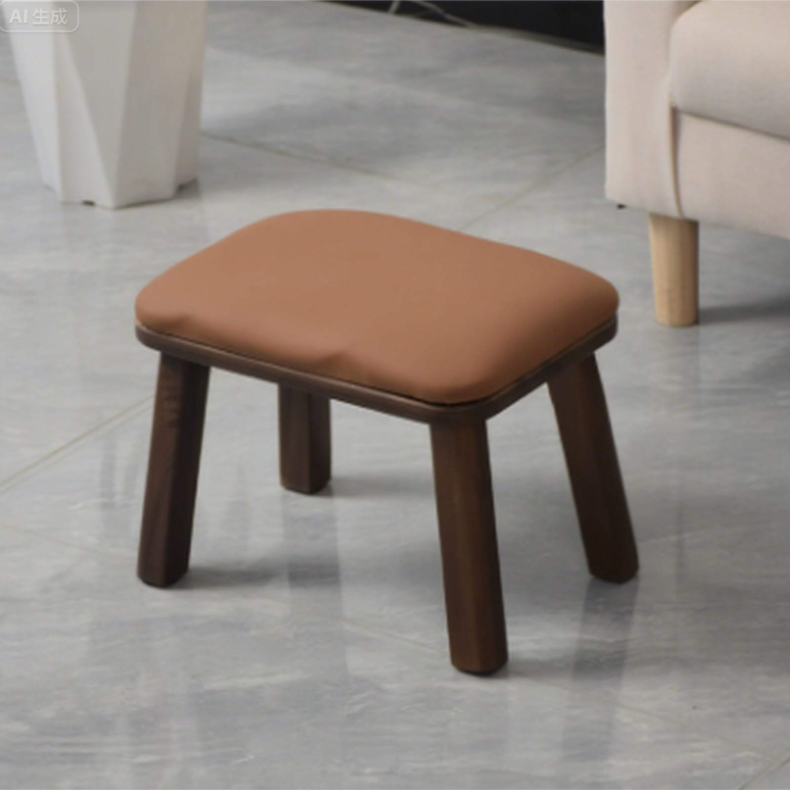 Pouf Poggiapiedi Poggiapiedi in Legno Massello, Sedia Imbottita Quadrata, Panca for Cambiare Le Scarpe Accessorio per Casa