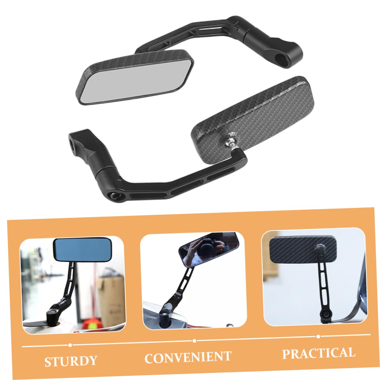 Specchietto Retrovisore Moto Nero in Lega di Alluminio