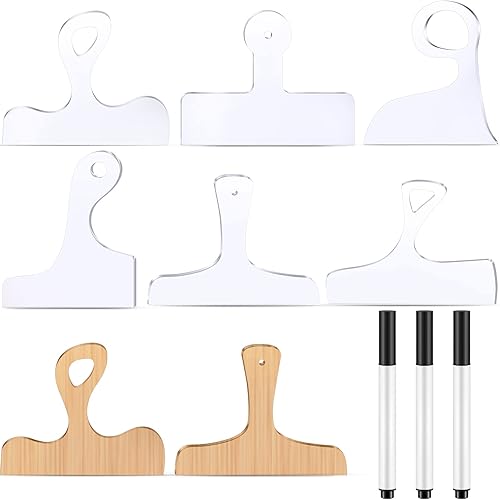 Frienda 6 Pcs Charcuterie Board Template Acrylic Router Template Cutting Board Template for Woodworking Thick Handle Template with 3 Pens Angled disponible en Yaxa Peru