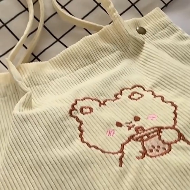Bolso tote de pana para mujer AWXZOM miniatura 7