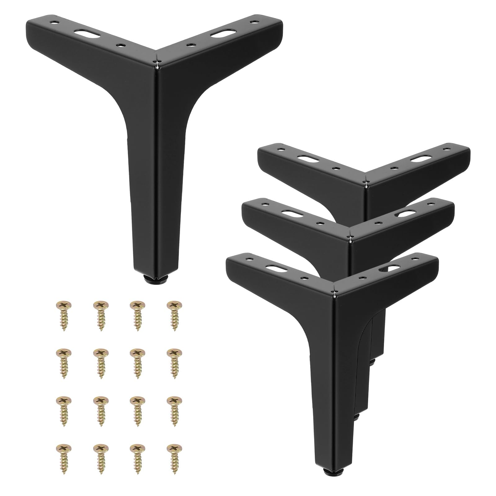 PATIKIL 6 Inch Metal Furniture Legs, 4 Pcs Triangle Furniture Replacement Feet Modern Style Couch Legs for Table Chair Cabinet Cupboard Sofa, Black
