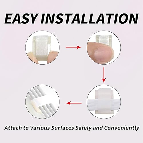 Miniatura 3 de YAFIYGI 120 clips de montaje de tiras de luz LED para pared, soportes de tira autoadhesivos, sujetadores para tira de luz de 0.315 in de ancho,