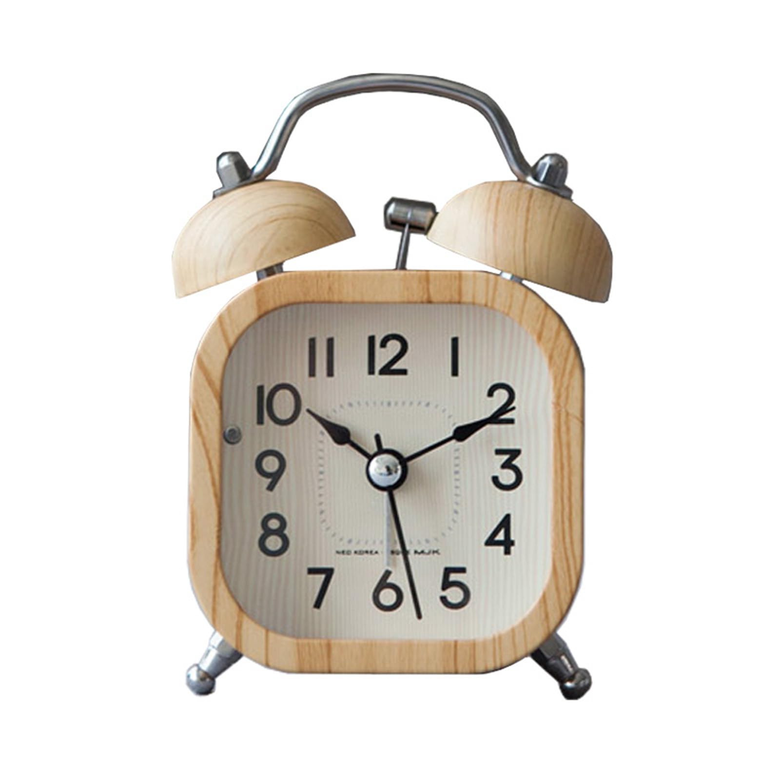 feb.7Alarm Clock for Heavy Sleepers 4 Inches ABS Twin Bell Battery Operated Retro Silent Alarm Clock for Bedrooms(Light Brown)