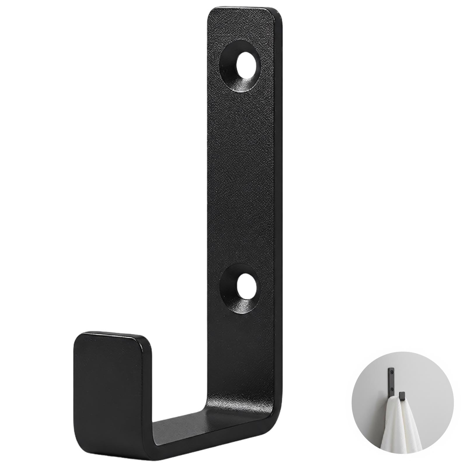 12 Stk. Wandhaken zum Aufhängen, mattschwarz, Edelstahl, robuste Haken zur Wandmontage, 3,2 Zoll hoch, 1,9 Zoll Ausladung, Universalhaken für Handtücher, Mäntel, Bademäntel, Bad, Schlafzimmer, Küche