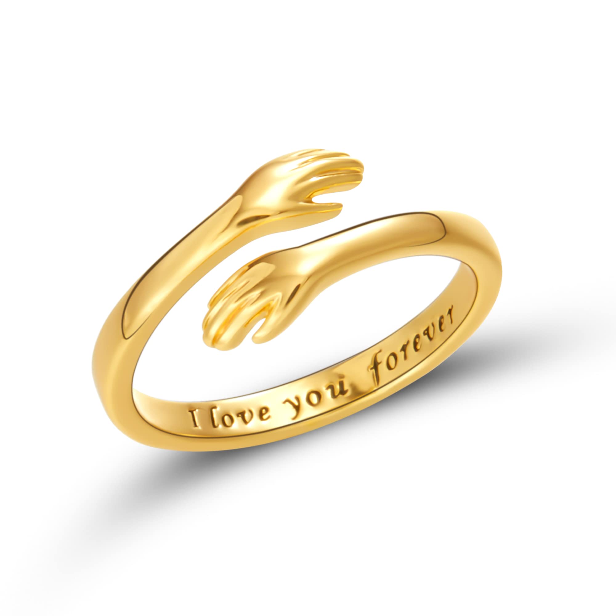 Hug Rings for Women 18K Gold Plated Gold Silver Adjustable Ring for Mother Daughter Hand Ring