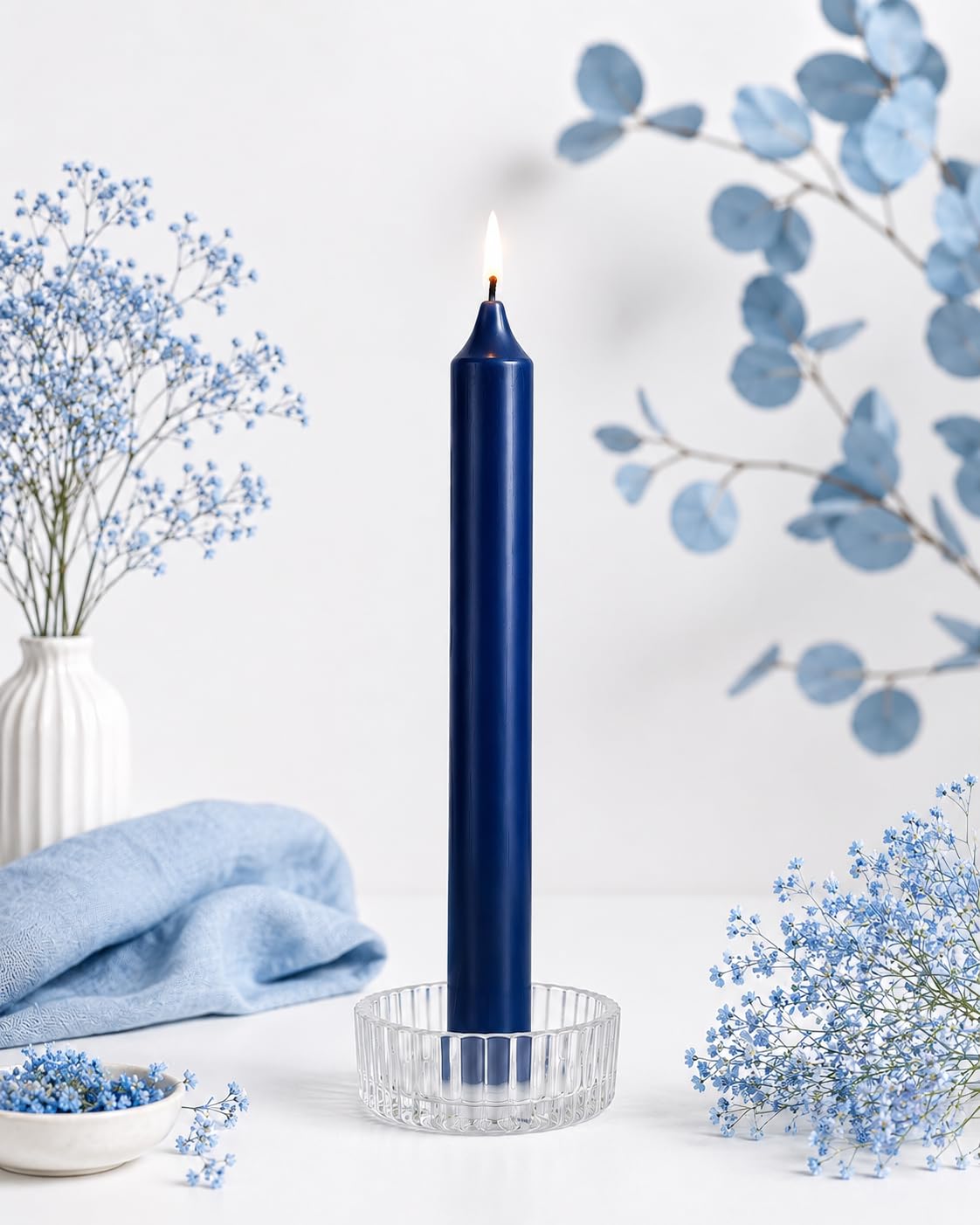 C Lal & Sons Blue Taper Candle 10 Inch, Pack of 5 | Unscented Dinner Candles, Up to 10 Hours Burn Time, Drip Resistant-image-34