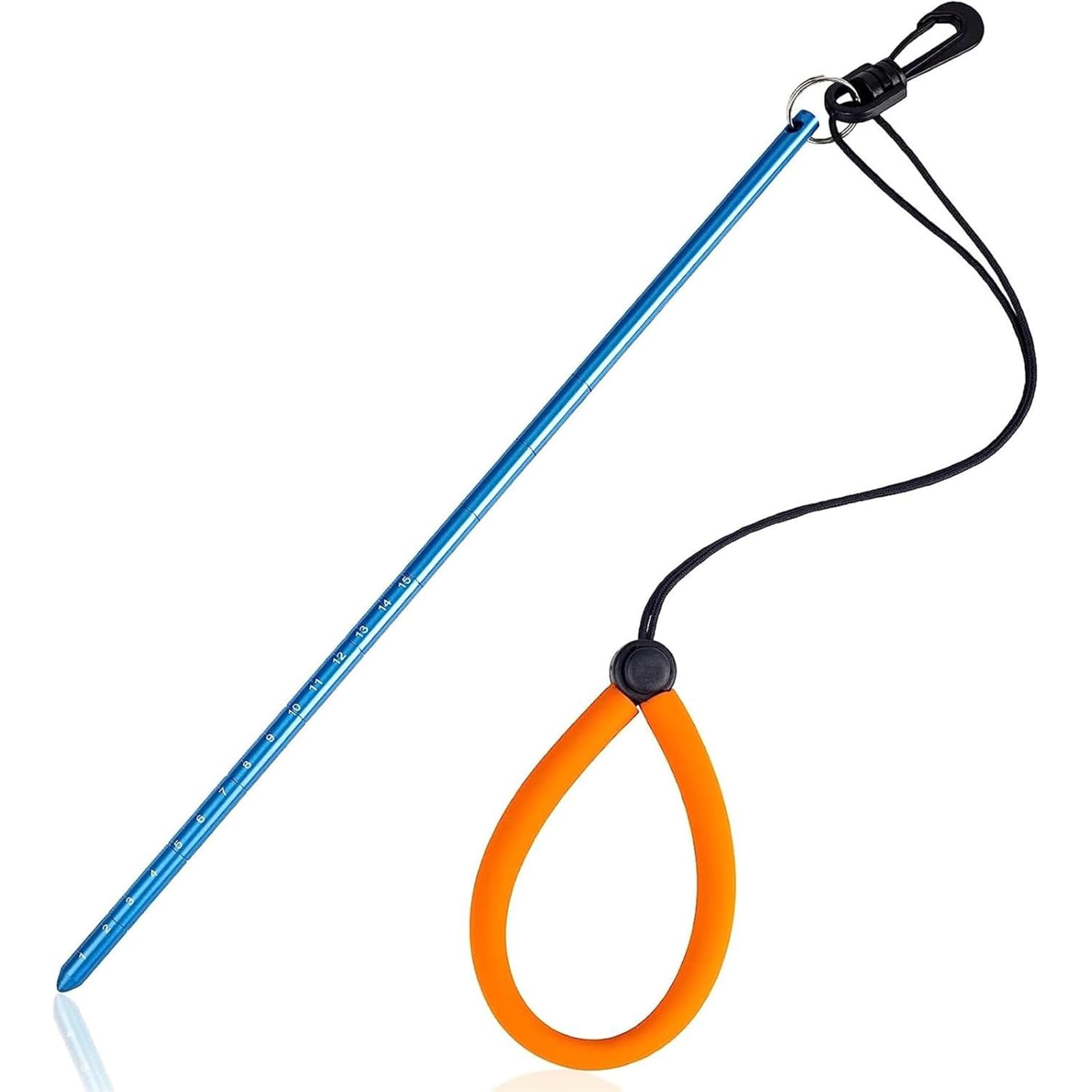 THE WHITE SHOP Scuba Diving Stick, Aluminum Alloy with Measurement, Adjustable Lanyard, Swivel Spring Bolt, For Underwater Rocker Noise Maker Snorkeling