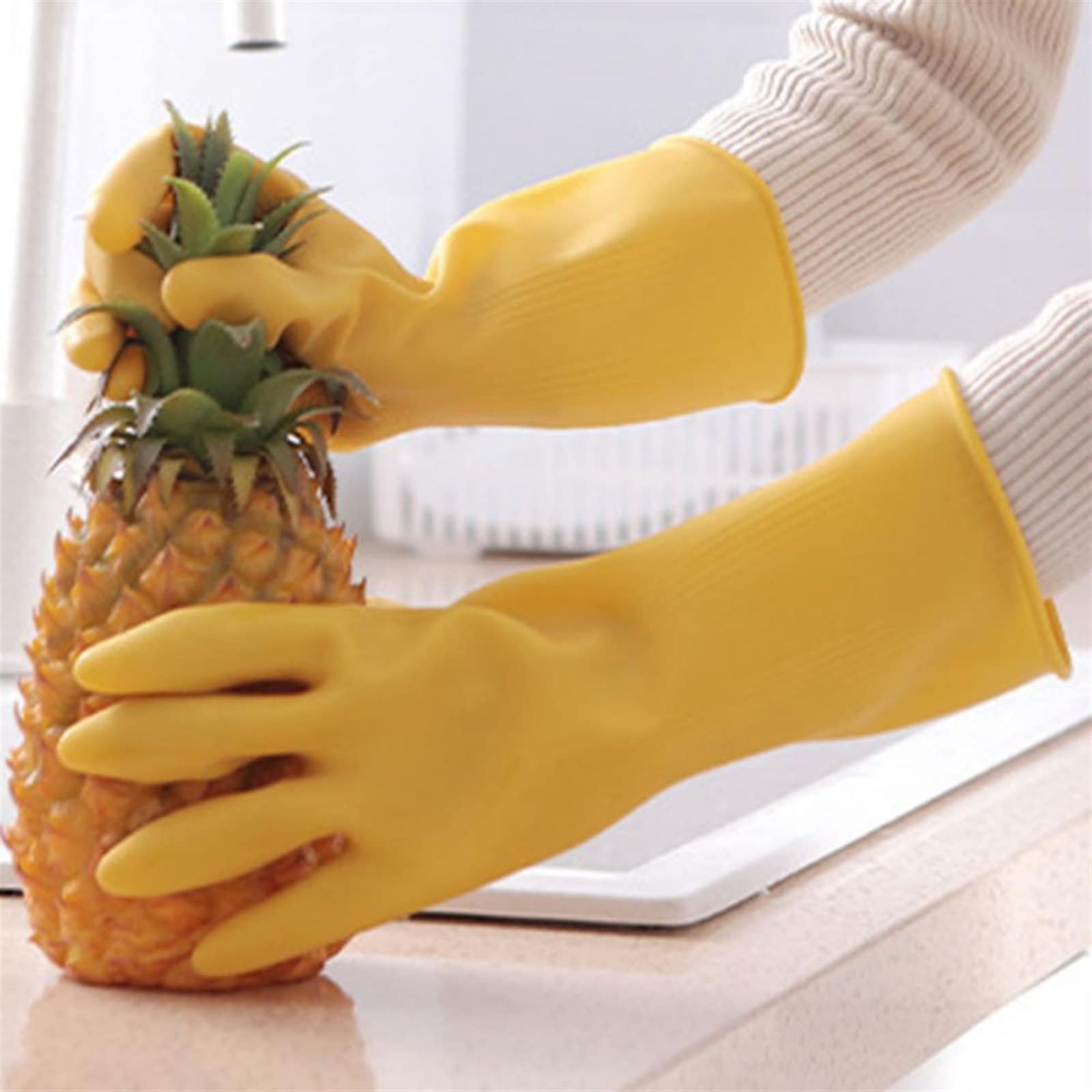 Guantes domésticos de lavado de caucho impermeable Kitchen Dish Washing Gloves Household Dishwashing Gloves For Washing Clothes For Dishes(Large)