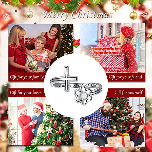 Mic Tai Cross Purity Bible Verse Rings - 925 Sterling Silver I Am A Child Of God Ring Faith Religious Jewelry Inspirational Gifts For Christians Women #TOP3