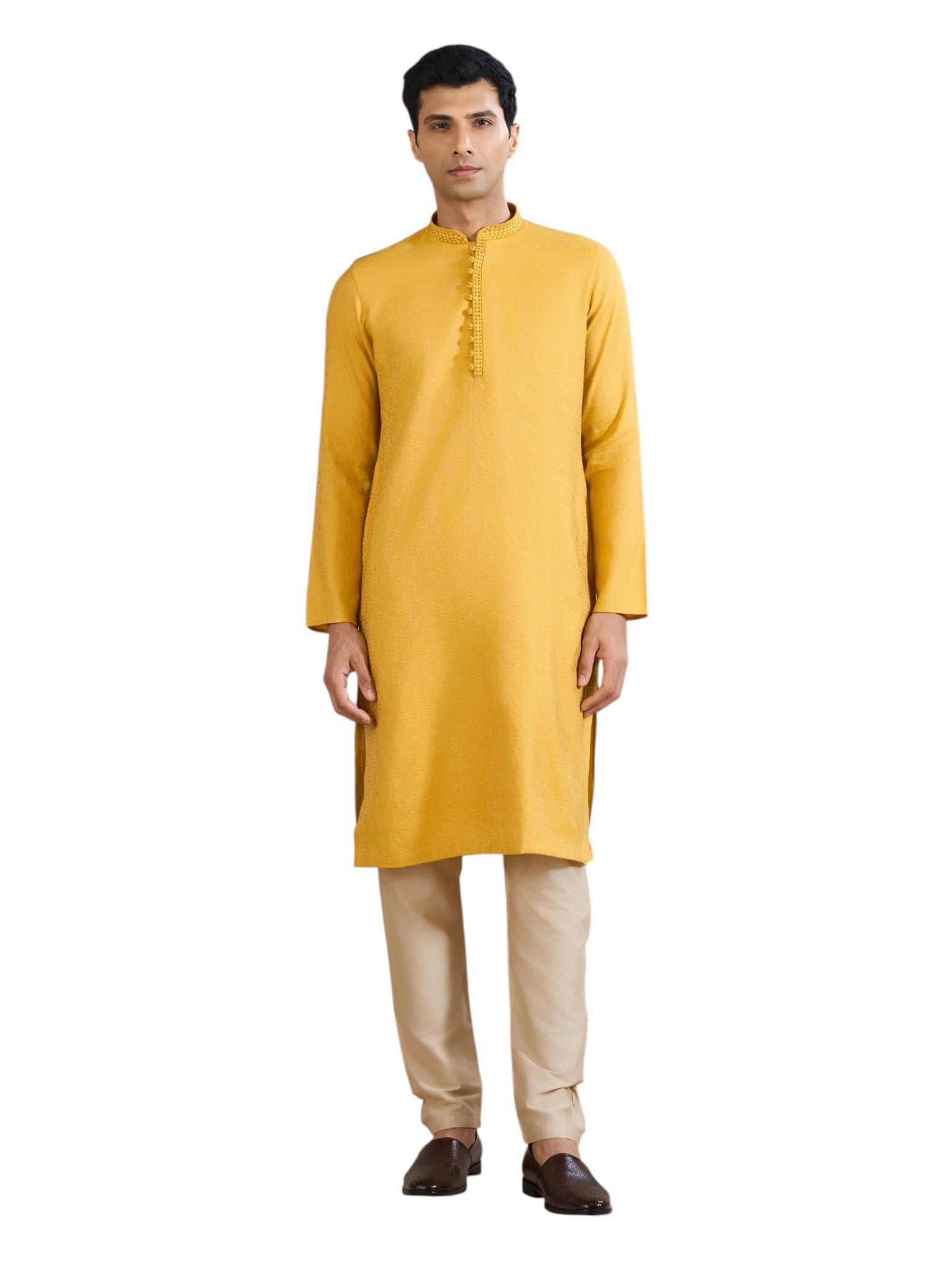 manyavar Men's Blended Viscose Self-Textured Potli Buttons Kurta Pyjama Set (2pcs)-picture-22