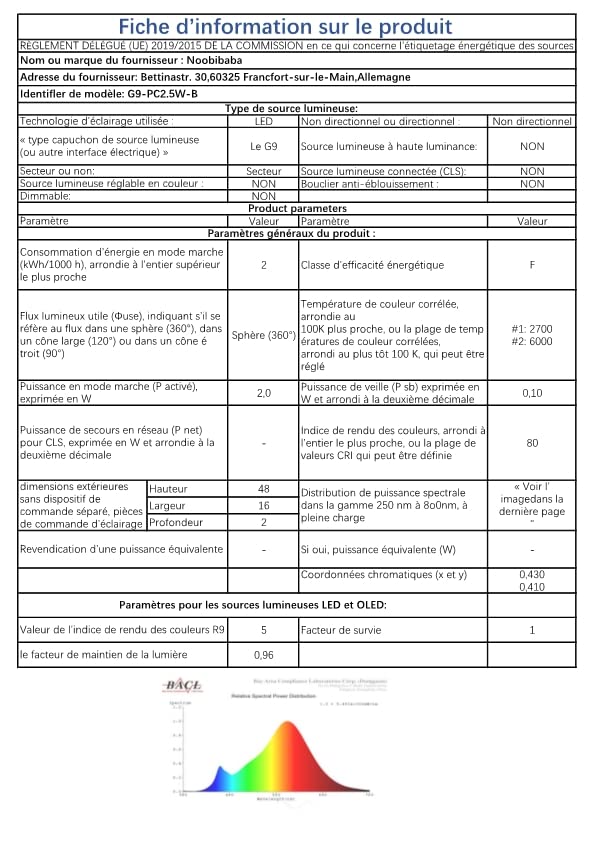 JUNSHI Ampoule LED G9, 2.5W LED Lampes Blanc Froid 6500K,230LM