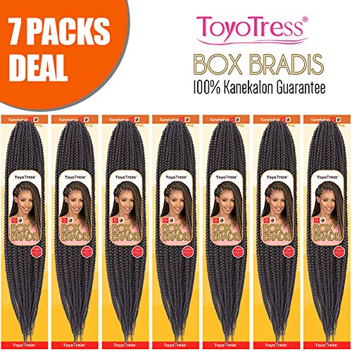 ToyoTress Box Braid Crochet Hair 24Inch 7Packs 100% Kanekalon Crochet Box Braids Hair Synthetic Hair Braiding Hair Extensions For Black Women (24 Inch,#2)